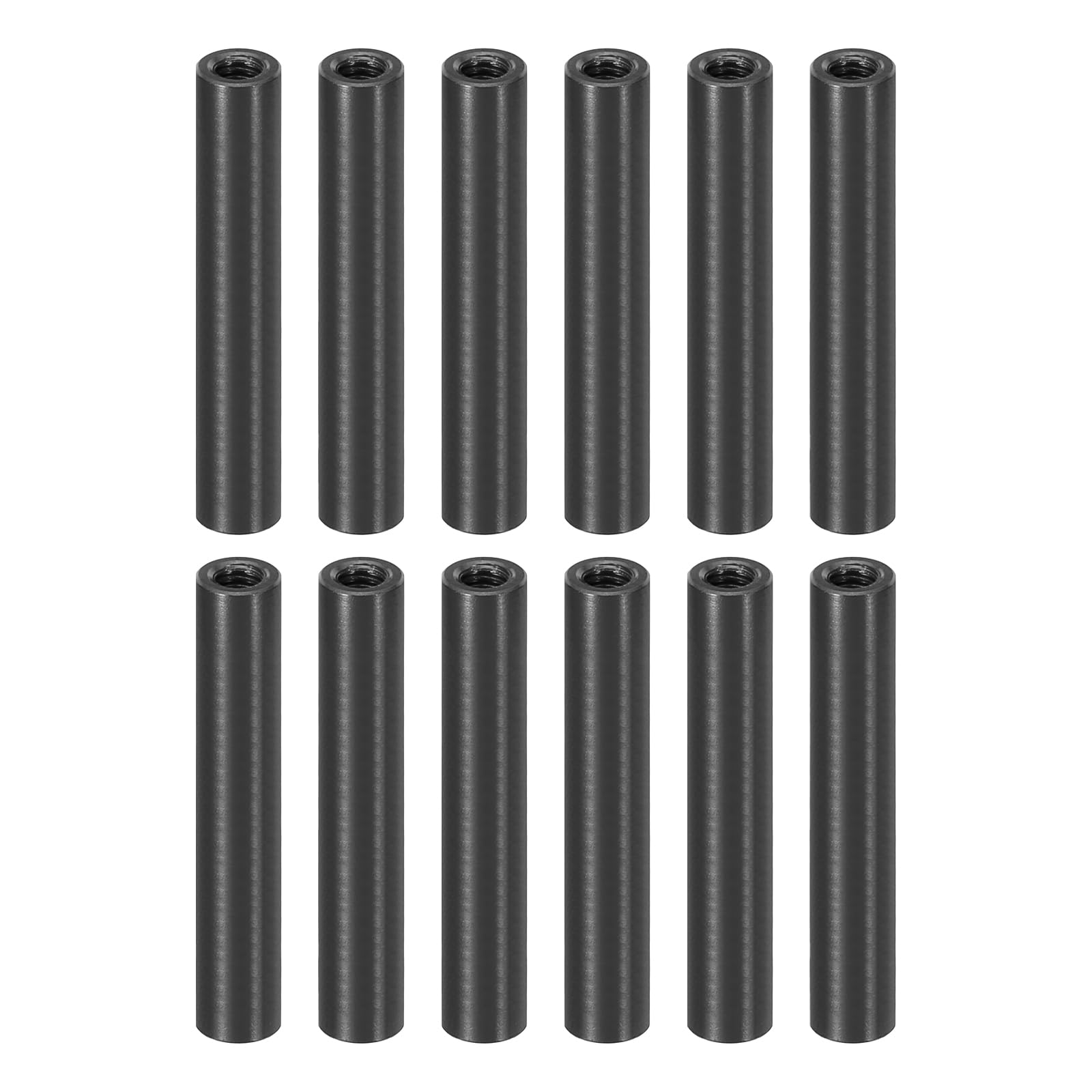 PATIKIL 12pcs M3 Metal Threaded Standoff Spacer Nuts, Round Aluminum Spacers Female Coupling Screws, 1/8" ID x 3/16" OD, Black, (30mm L) โ image 1
