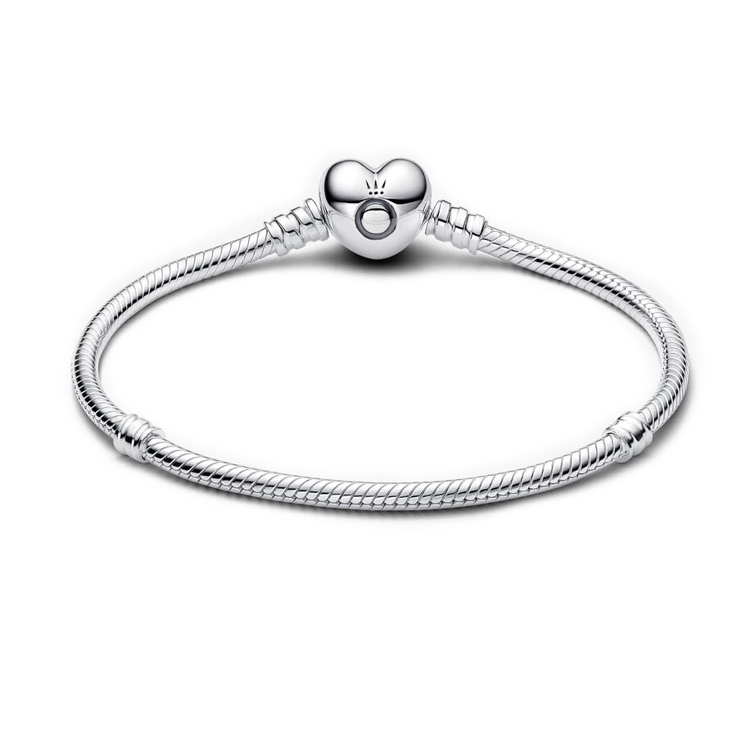 PANDORA Moments Schlangen-Gliederarmband mit Herz-Verschluss aus Sterlingsilber aus der PANDORA Moments Collection, Größe: 17 cm