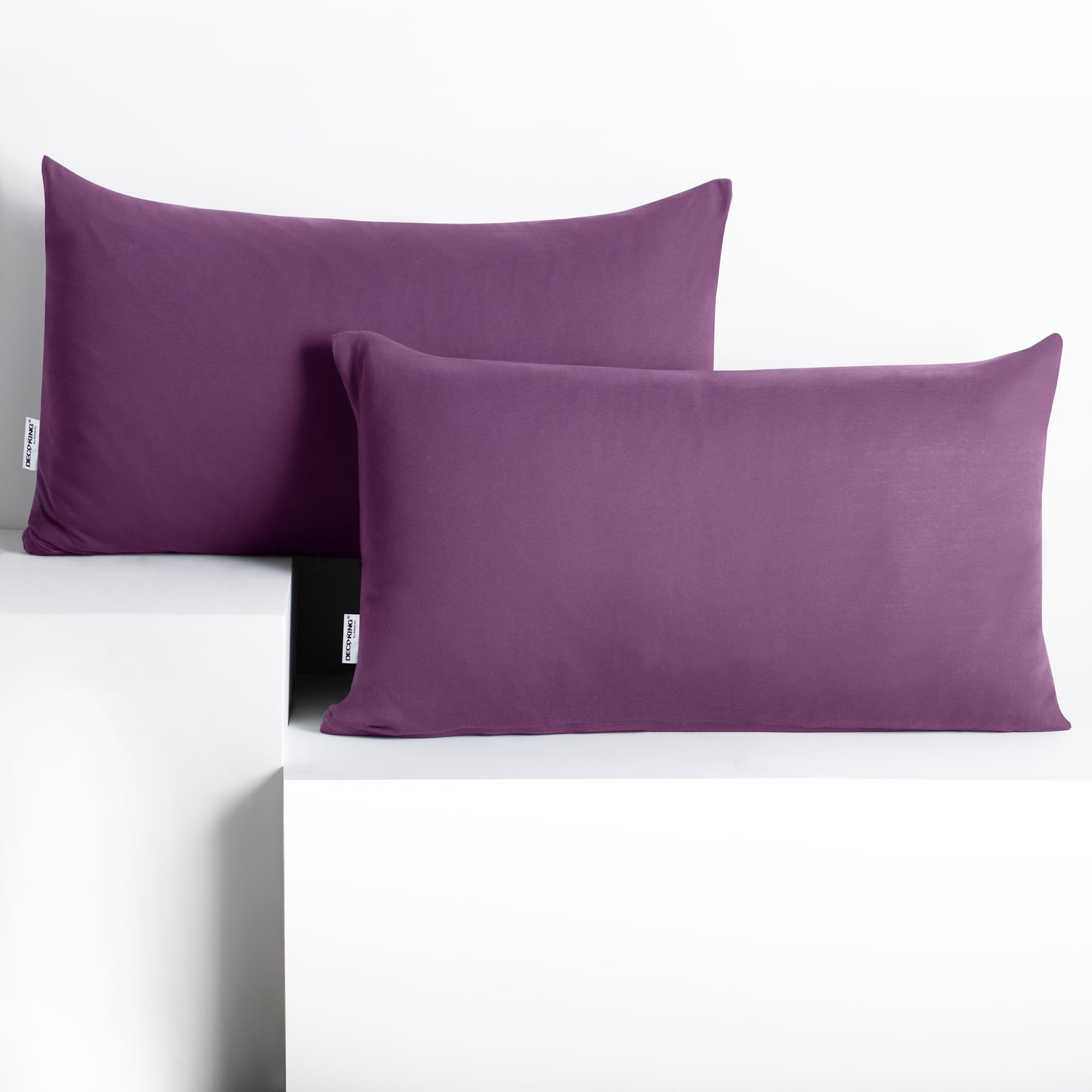 DecoKing 2 Pillowcases 50 x 60 cm Jersey Cotton Zip Plum Amber 50 x 60 x 2 — image 1