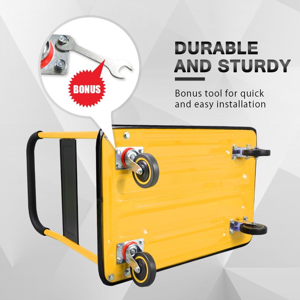 Push Cart Dolly by Wellmax, Moving Platform Hand Truck, Foldable for Easy Storage and 360 Degree Swivel Wheels with 330lb Weight Capacity, Yellow Color: Home Improvement
