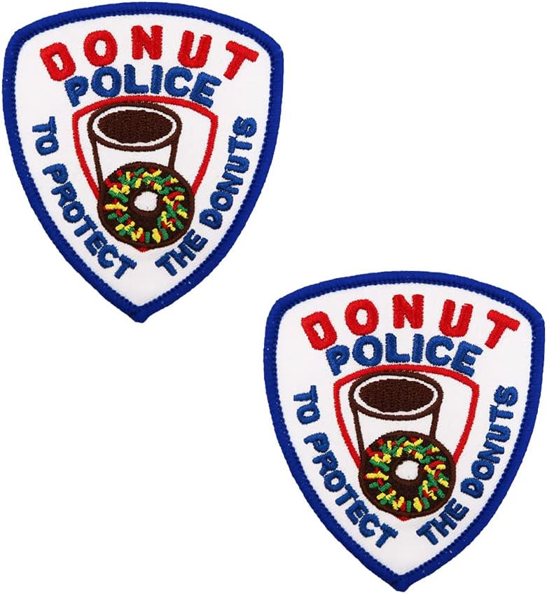 Mixed Media - Funny Donut Police Embroidered Iron On Patches Halloween Costume DIY