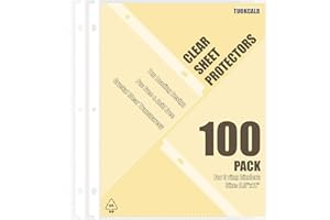 TUOKCALB 100 Pack Clear Sheet Protectors for 3 Ring Binder, Polypropylene Acid-Free Material, 8.5 x 11 Inch Letter Size, Protector of Your Documents