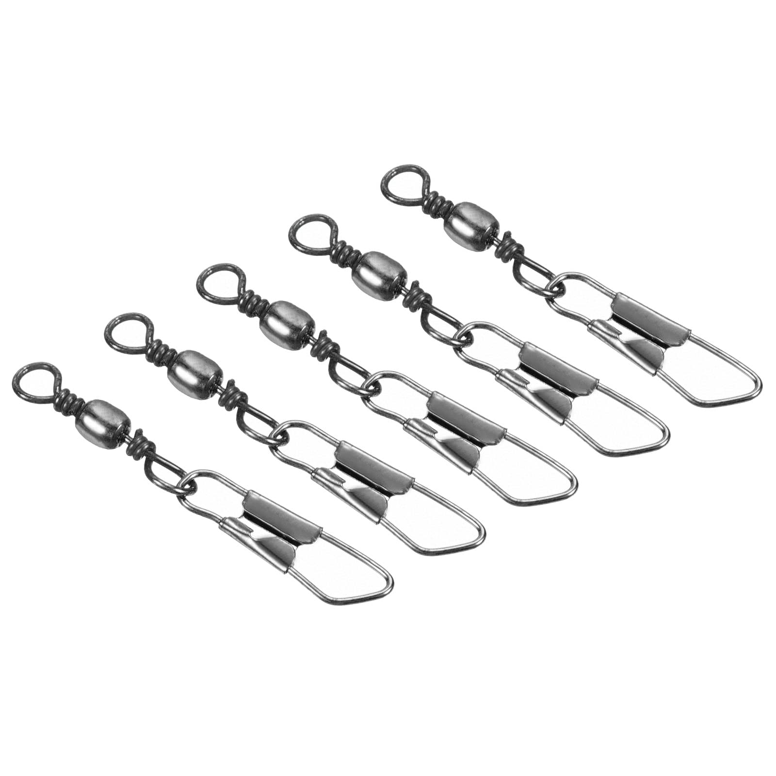 PATIKIL Fishing Barrel Swivel with Safety Snap, 100Pcs 15lb Carbon Steel Solid Ring Terminal Tackle for Saltwater Freshwater Fishing, Black