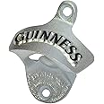 Guinness Wall Mounted Bottle Opener - Metal Bottle Cap Remover for Bar or Kitchen (Black)