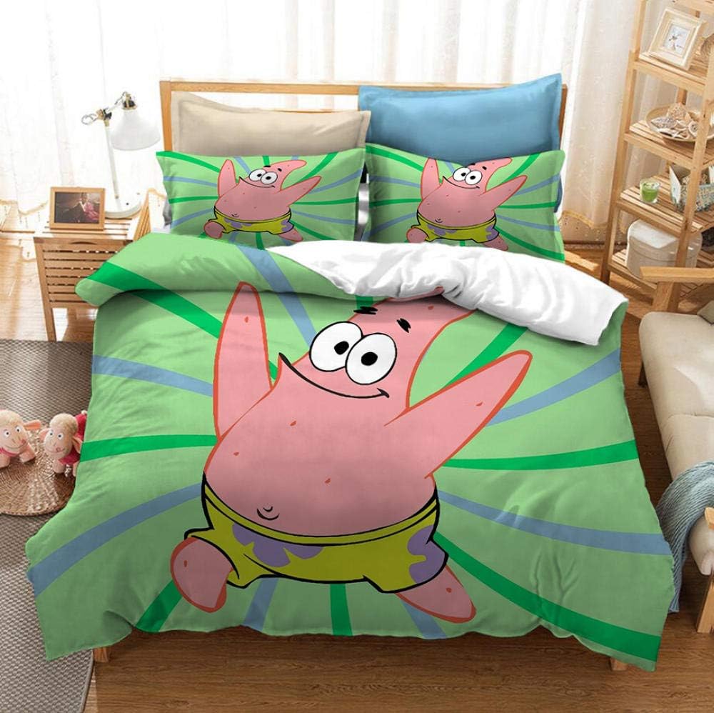 ZPYHJS SpongeBob 3D duvet cover children bedding set single bed double