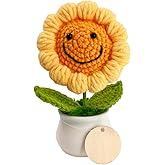 Phaicoilo Crochet Flowers Sunflower Potted: Handmade Artifical Knitted Flower Decor Ideal for Birthday Thank You Present