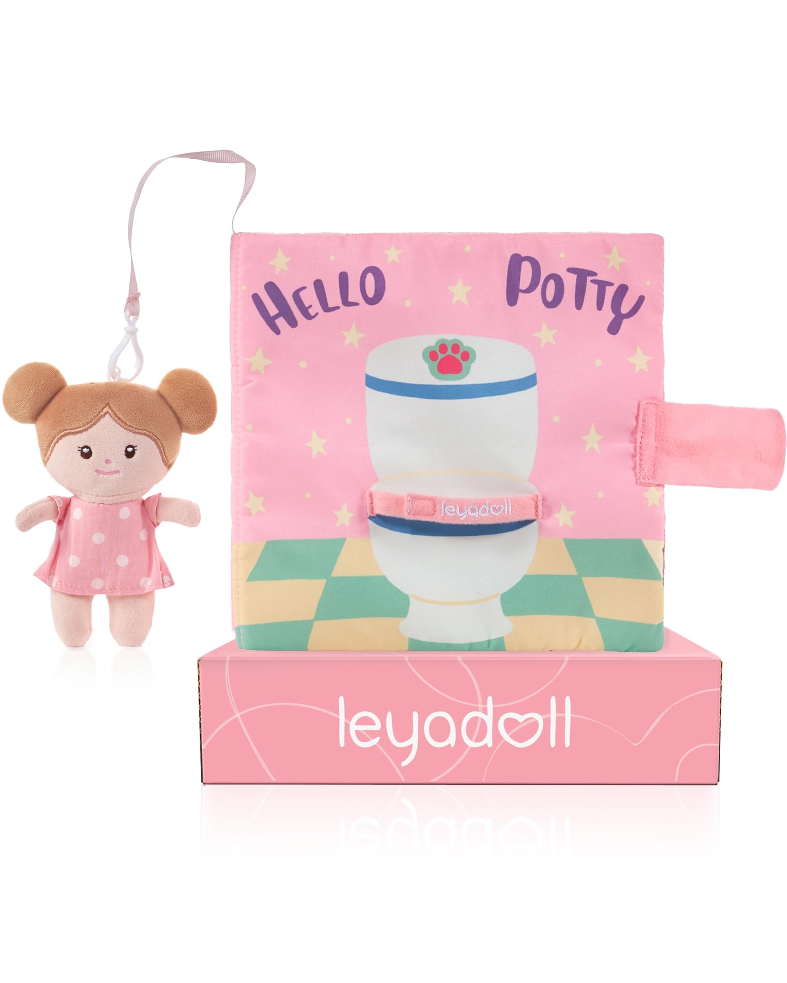LeyaDoll Interactive Sensory Soft Cloth Book, Educational Crinkle Quiet Activity Busy Book for Babies,Toddler Travel Toy Gift for Boys and Girls (Hello Potty)