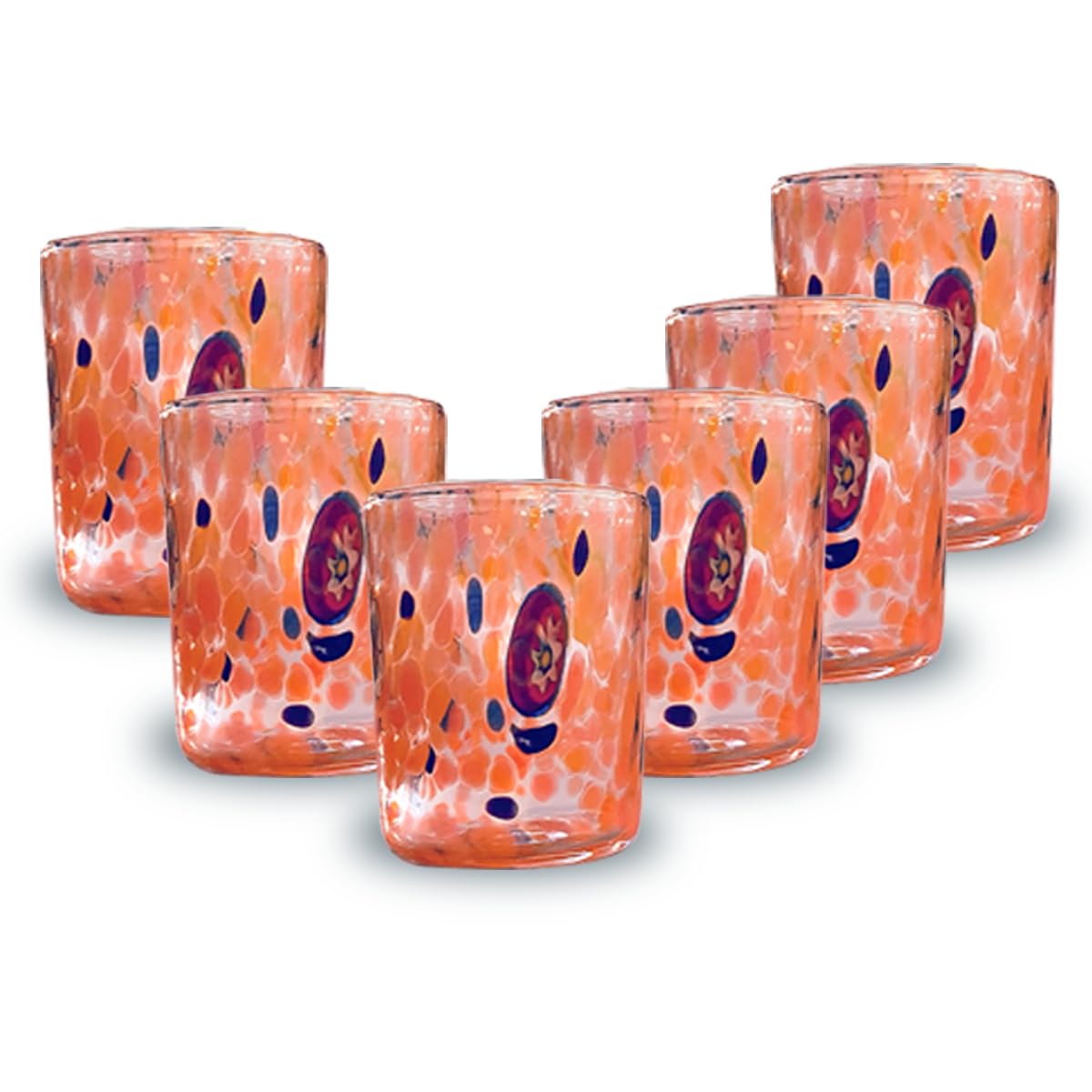 Gocce di Murano Set of 6 Rainbow Rainfall Liqueur Glasses Hand-Crafted According to the Tradition of the Artisans of Murano Coloured Elegant and Precious Pack of Glasses Made in Italy