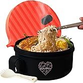 Microwave Ramen Bowl 40oz, Ramen Cooker with Lid, College Dorm Gift, Red | Polypropylene, dishwasher safe, leak-resistant, stainless steel chopsticks included, twist-lock lid, for dorm and office