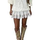 Women Lace Mini Skirt Low Rise Half Slip Underskirt Ruffle Pleated Layered Flowy Black White Short Y2K Skirts
