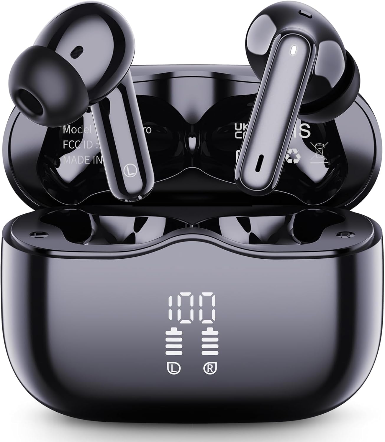 Bluetooth Kopfhörer, 2026 Kopfhörer Kabellos Bluetooth 5.4 mit 4 ENC Noise Cancelling Mics, 3D Tiefer Bass, 40Std In Ear Kabellose Kopfhörer IP7 Wasserdicht Sport Ohrhörer USB-C HiFi Stereo Schwarz