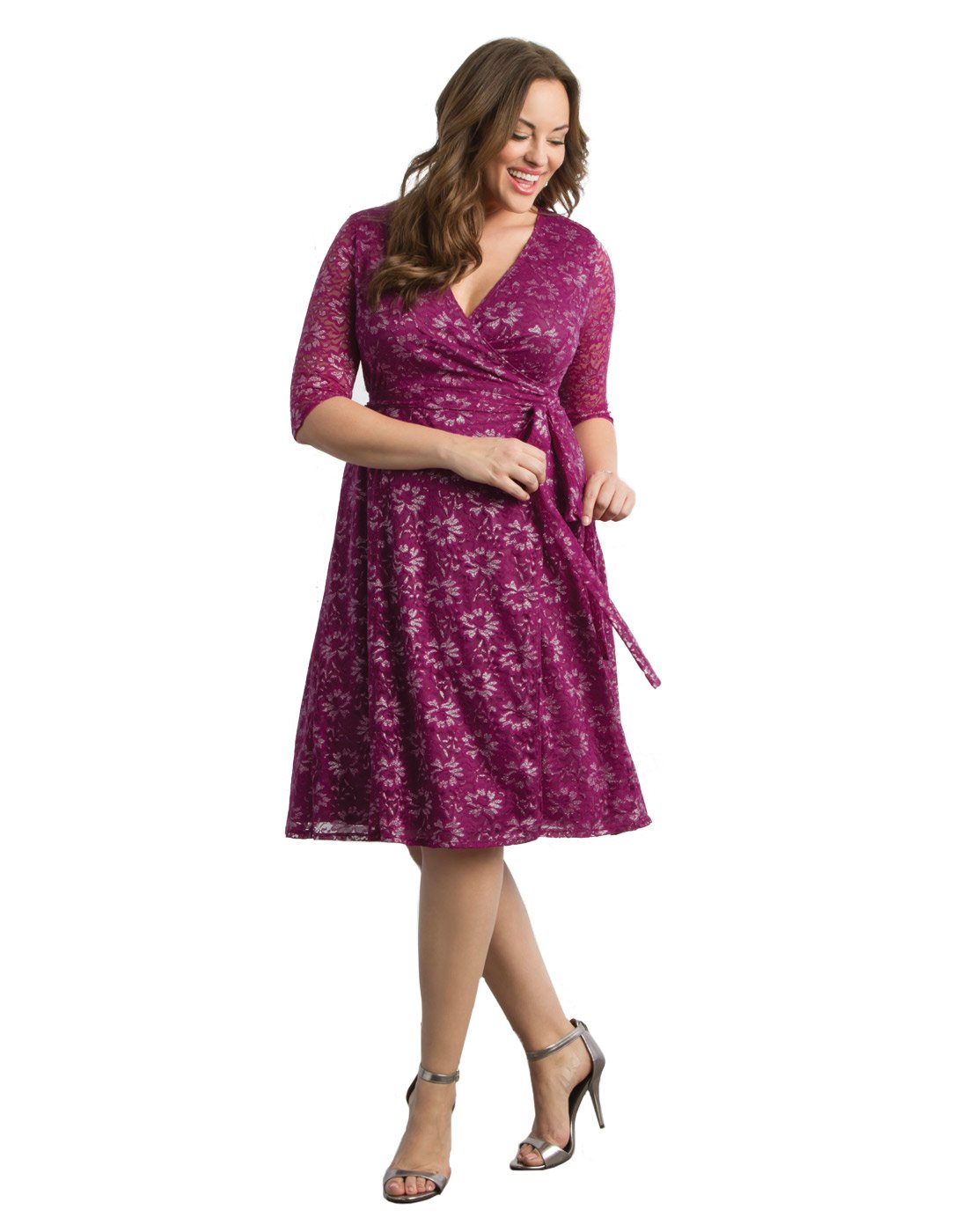 Buy Kiyonna Women's Plus Size Glittering Affair Wrap Dress Online at