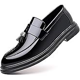 Men's Tassels Patent Leather Penny Loafers Fashion Formal Business Casual Slip On Dress Shoes for Mens