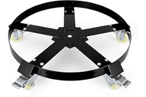 55 Gallon Heavy Duty Drum Dolly, 1250lbs Load Capacity, Barrel Dolly Cart Drum Caddy with Cross Braces 5 Swivel Casters Wheel