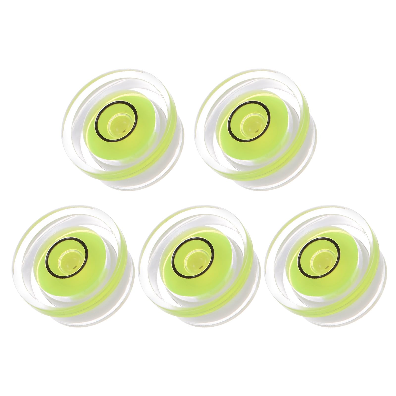 Kozelo 5pcs Small Circular Bubble Spirit Levels - [17.5mm Diameter 6mm Thickness] Mini Round RV Level Leveling Tools for Travel Trailer Turntable Camera, Lime
