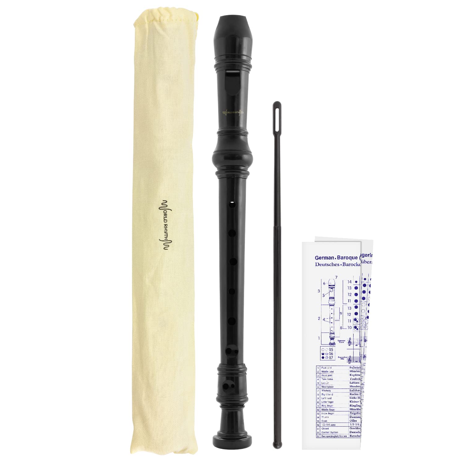 World Rhythm WR-806 Soprano/Descant Recorder - Black