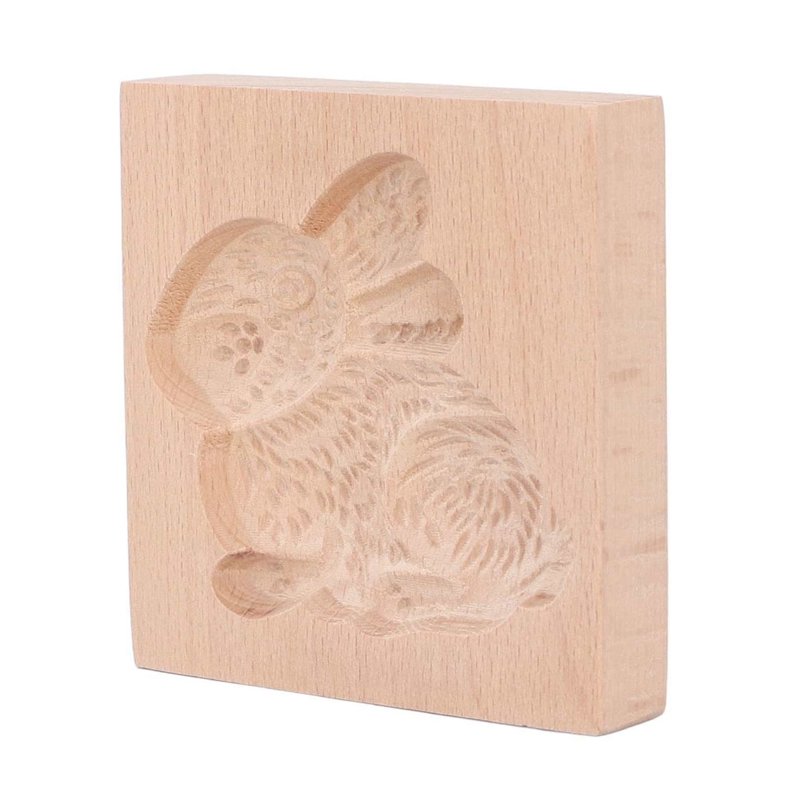 Wooden Cookie Mould Beechwood Reusable Washable Biscuit Press Stamp Mold for Kitchen Baking (Rabbit)