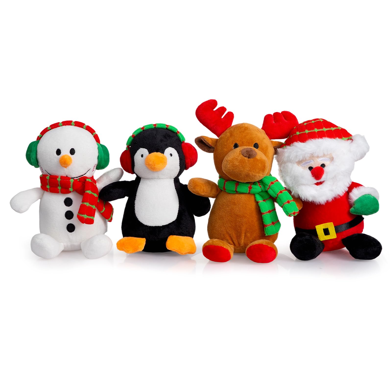 Photo 1 of WENMOTDY 4Pcs Christmas Plush Toy Doll Set Christmas Santa Stuffed Animal Animal Toy Reindeer Cute Snowman Elk Claus Plush Gifts for Adults Boy Girl 6.7inch (Snowman, Santa, Elk, Penguins)