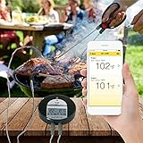 Wireless Meat Thermometer-Lumsing Bluetooth BBQ Digital Cooking Food Thermometer for Outdoor Oven Grill Smoker Kitchen Barbecue Thermometer Including Dual Probes