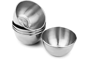 Bagentry 5 Pack Stainless Steel Soy Sauce Dish, 3.3" Small Metal Dipping Bowls, Mini Round Dip Cup for Prep Seasoning Condime