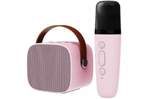 WEETOTUNG Mini Karaoke Machine Portable Wireless Bluetooth Hands-Grip Long Battery Life Mini Karaoke Speaker for Kid Funny Toys and Gifts and Family Party use Singing(Pink)