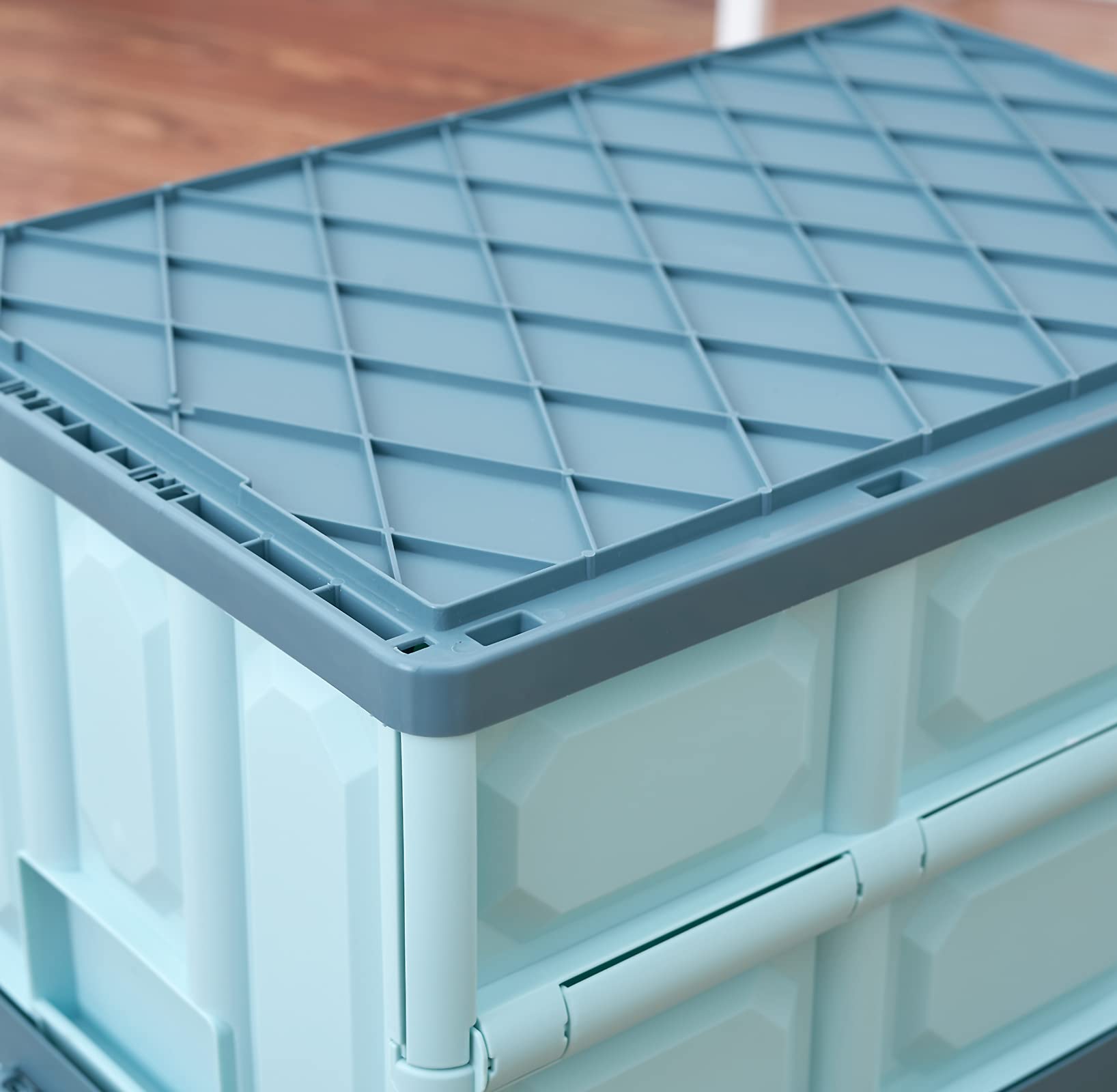 Mua Blue Folding Plastic Stackable Utility Crates 2-Pack, Collapsible ...