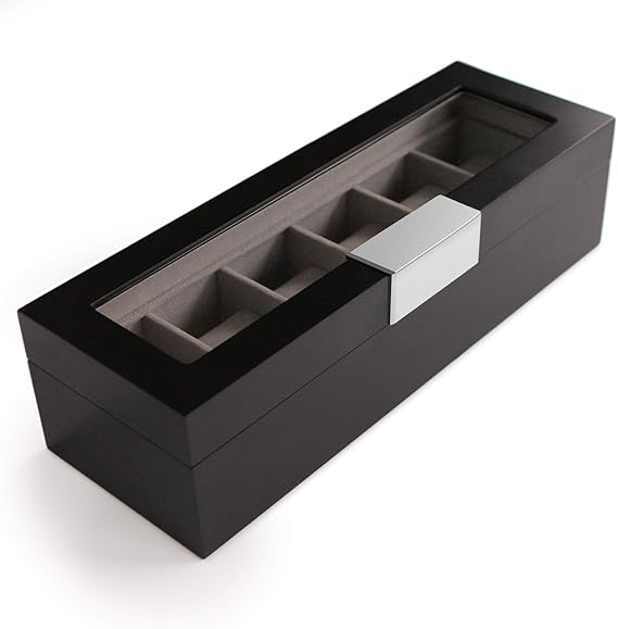 Amazon Case Elegance 腕時計収納ケース 6本 ガラス天板 メタルクリップ仕様 黒 コレクションケース 腕時計 通販