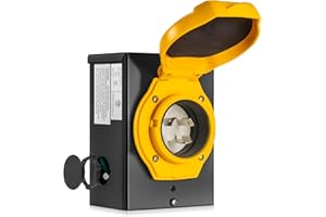 LAZMUMI 30 Amp Generator Power Inlet Box,NEMA L5-30P,125V, 3750 Watts, Power Inlet Box for 3 Prong Generator Cord, Generator Transfer Switch with Power Indicator Pre-Drilled, ETL Listed