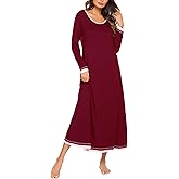 Ekouaer Nightgown Women Long Sleeve Sleepwear Full Length Long Nightshirt Soft Loungewear S-4XL