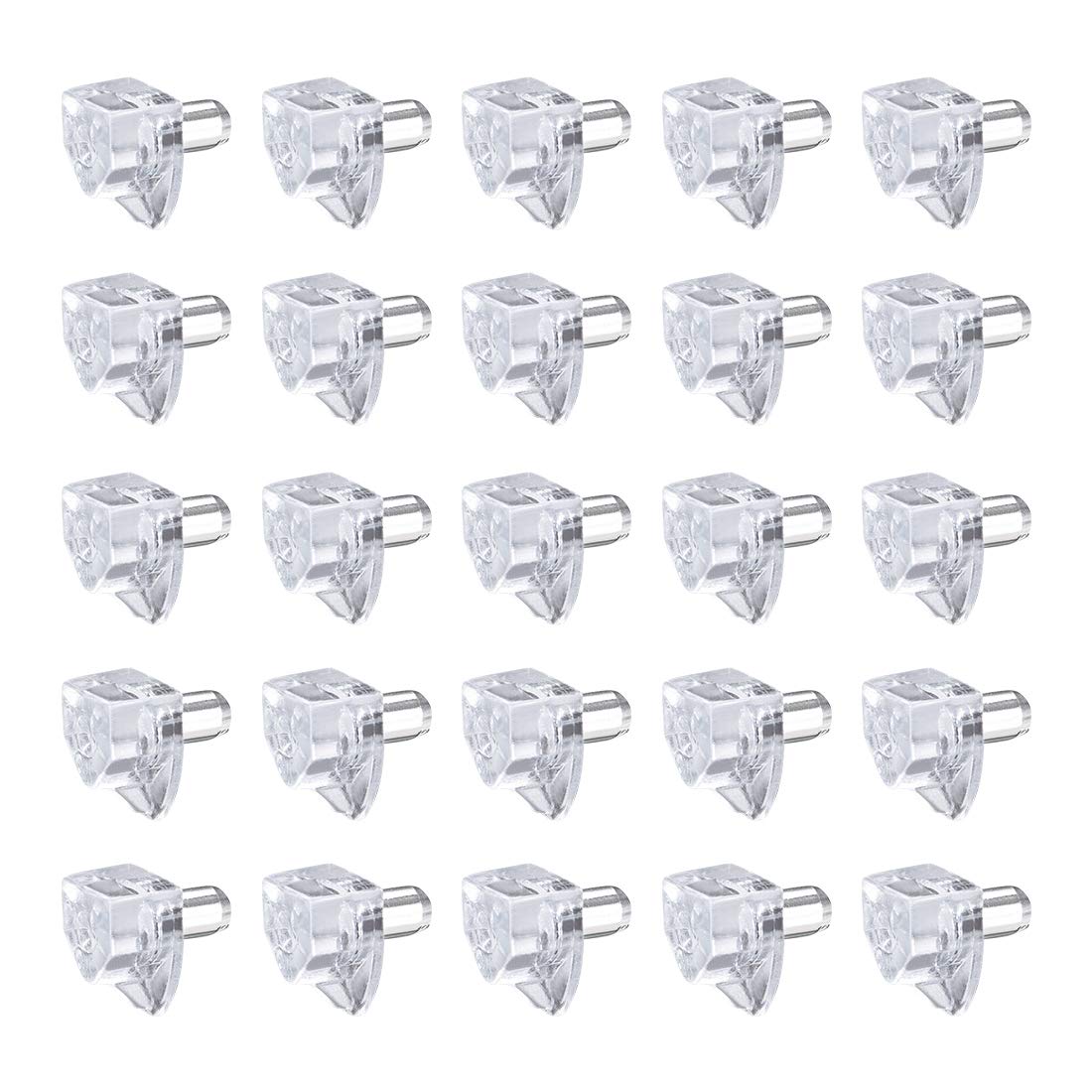 sourcing map 100pcs Plastic Shelf Support Pegs,5mm Cabinet Shelf Clips,Shelf Steel Pin Peg,Clear Bracket Style,for Kitchen Furniture Book Shelves Supplies