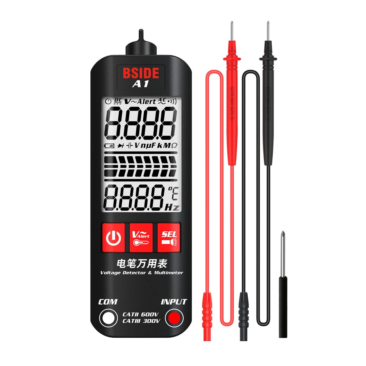 CENPEK Smart Digital Multimeter with LED Flashlight with LCD 3 Results Display Voltage and Current Tester for Electricians and Home