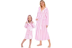 Umeyda Girls & Women Fleece Hooded Robes, Soft Fuzzy Bathrobe Warm Plush Fluffy Bath Robe for Kids Womens