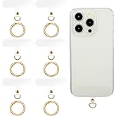 6Sets Phone Tether Tab Heavy Duty, Universal Cell Phone Lanyard Tab with Metal Spring Rings, Phone Patch Connector without Adhesive, Clear Phone Teather Tab Replacement for Phone Case Keychain (Clear)