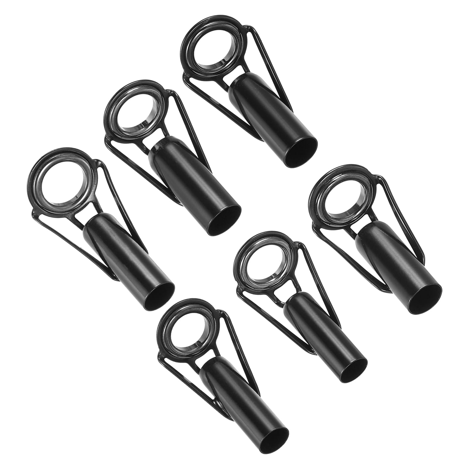 PATIKIL 6.0-8.0mm Fishing Rod Tip Repair Kit, 6pcs Stainless Steel Pole Ring Guide Replacement for Saltwater Freshwater Fishing, Black