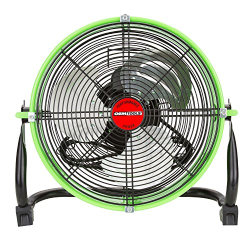OEMTOOLS 24892 12 Inch Green High-Velocity Tilting Workspace Fan, 12 ...