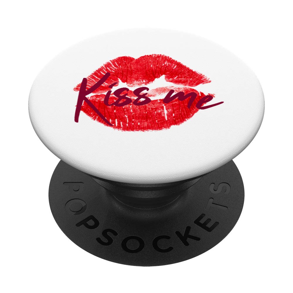 Kiss Me Red Lips Kiss Print 90s Theme Party PopSockets Swappable PopGrip