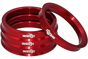 LUJIANI Red Universal Hub Centric Ring, 66.6 mm OD to 57.1 mm ID Centerbore, Aluminum Alloy Wheels Center Shaft Shock Absorbing Hubrings, Hub Adapter Rings Compatible with Most Vehicles, Pack of 4