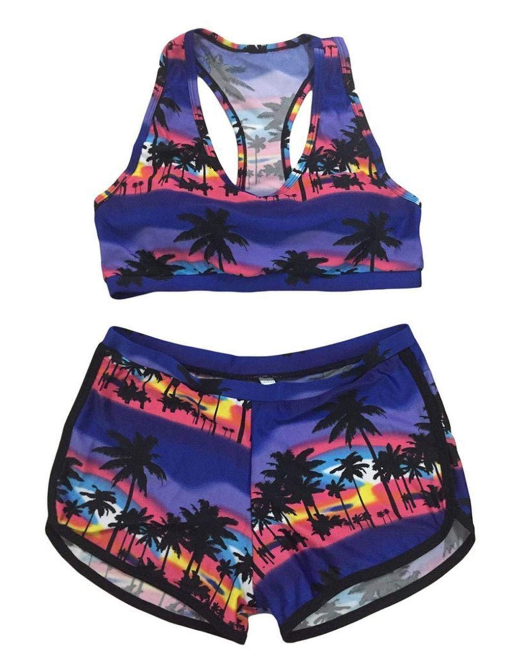 lazinem Women Summer Bathing Suits Floral Printing Bikini Two Piece Swimsuits Sets