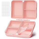 AUVON Compact Pill Organizer with Magnetic Folding Closure, 7 Large Cells | Portable Travel Pill Case Fit for Purse or Pocket, Pill Box for Fish Oils, Supplement, Vitamins, Long-Lasting Hinges, Pink