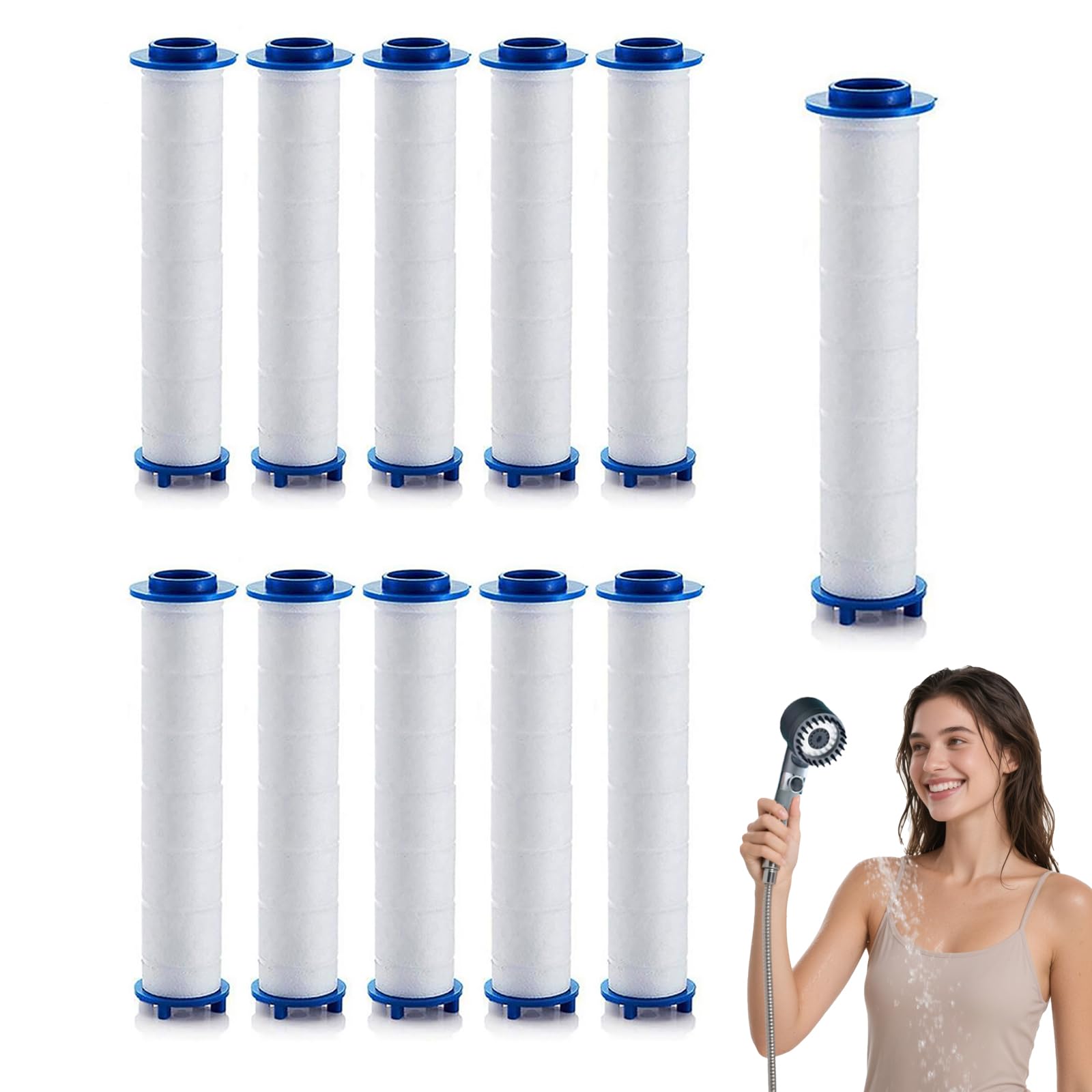 Photo 1 of 10Pcs Ion Drops Shower Head Filters, High Pressure Shower Head Filter Replacement with PP Cotton Cartridge, Detachable Ion Drops Filters for Clean Water (10Pcs, 0.94 * 3.74in)