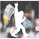 HSC Design Custom Decal Car for Sasquatch Bigfoot Rock On Flag Funny for Car, Truck, Funny, Window, Motorcycle, Helmet, Bumper, Decal for Laptop, Phone, Home Decoration / 5 in x 4 in / White
