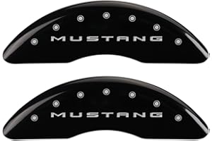 MGP Caliper Covers 10200S2MGBK Black Powder Coat Finish Engraved Front Mustang Rear GT Caliper Cover, (Set of 4)