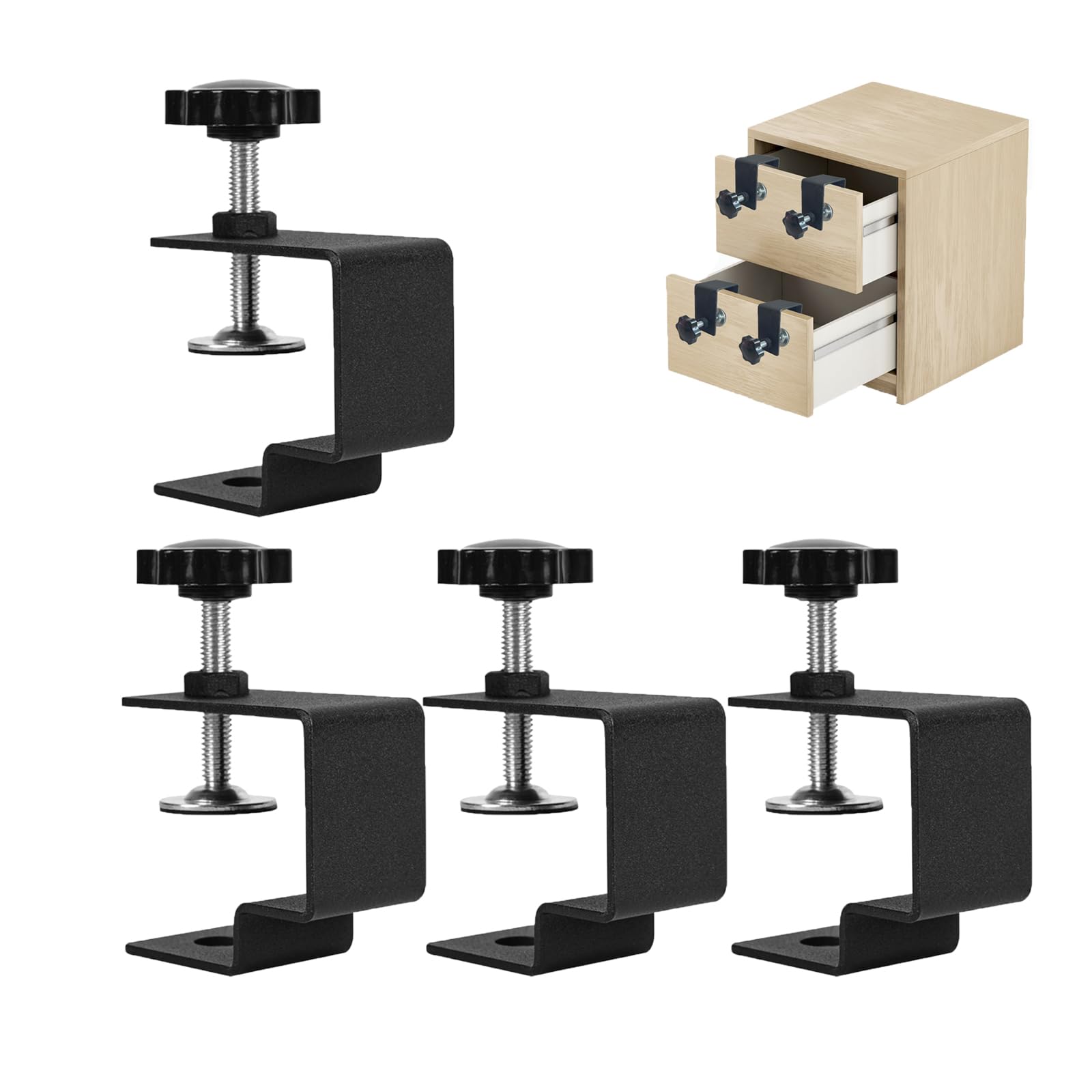 VANROUG 4 Pcs Drawer Front Installation Clamps, C-Clamp Base Stand - Stainless Steel Tiger Clamp for Woodworking Welding Mounting Fixed Repairodworking Repair fixtures