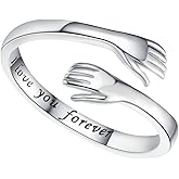 MVJMVJ Granddaughter Daughter Hug Ring for Hope Rings, Stainless Steel Hug Rings for Women With Always With You Message, Adjustable Non Tarnish Jewelry Birthday Gift Card