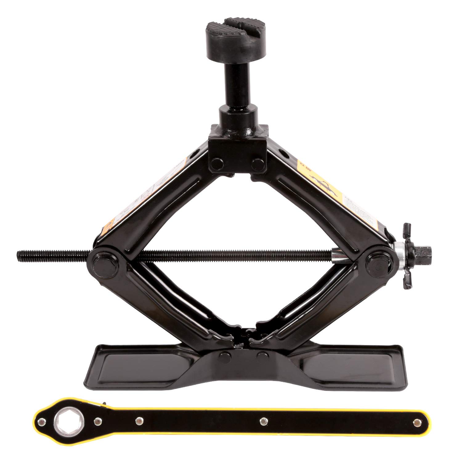LEADBRAND Scissor Jack Fast and Labor-Saving Design, Load 1.8 tons(3968lbs), Maximum Height is 16.54 inches. The Bottom is Enlarged, The top Steel Column can be Disassembled