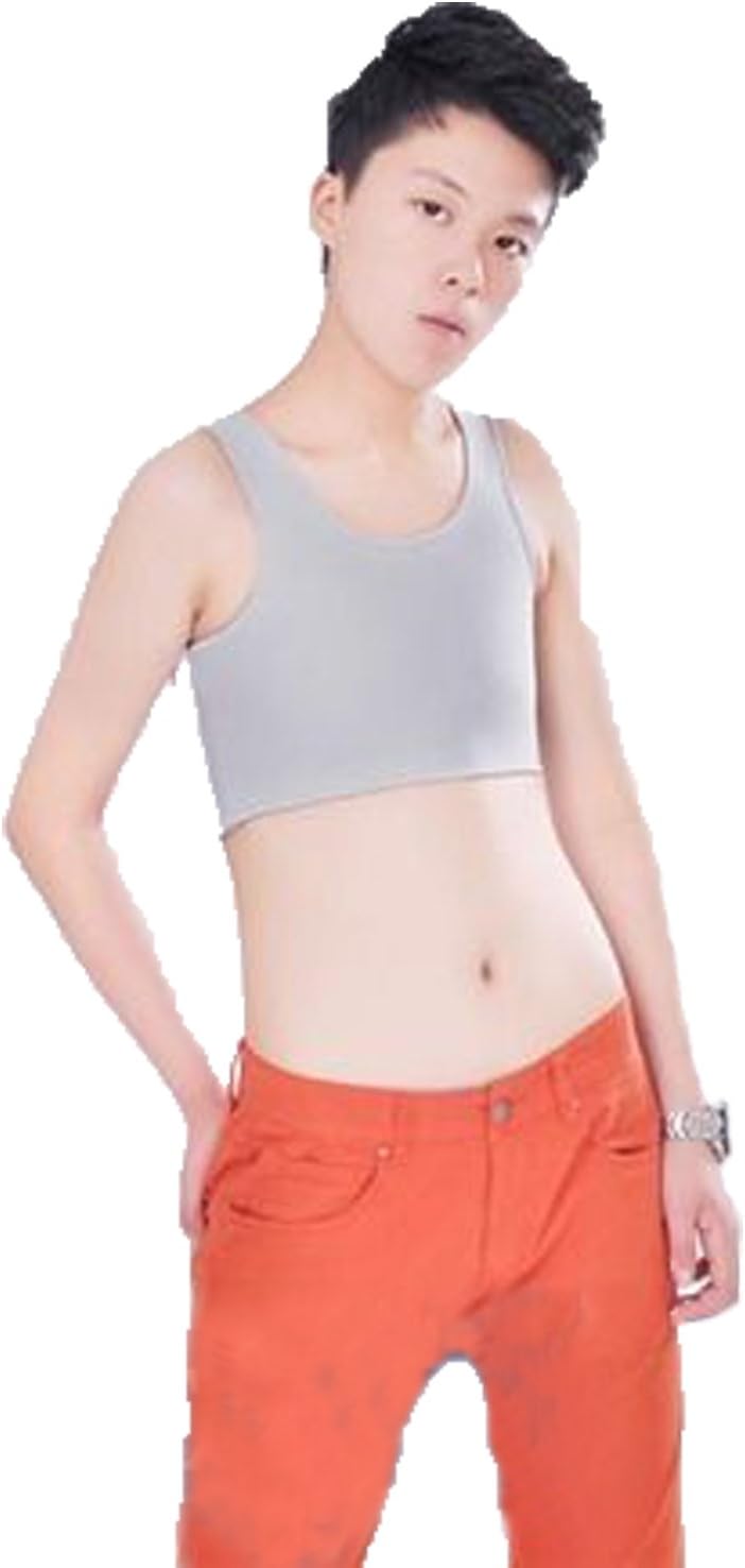 Buckle Breathable Chest Binder Trans Lesbian Tomboy Tank Top (UK 6 (M), Gray)