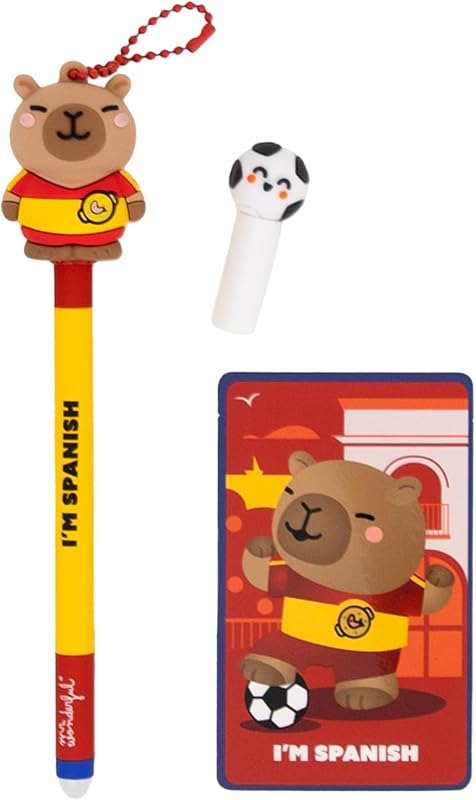 Wonder Gol Blind Box Penna Cancellabile Sorpresa con Portachiavi Capibara, Penne Collezionabili, Inchiostro Blu