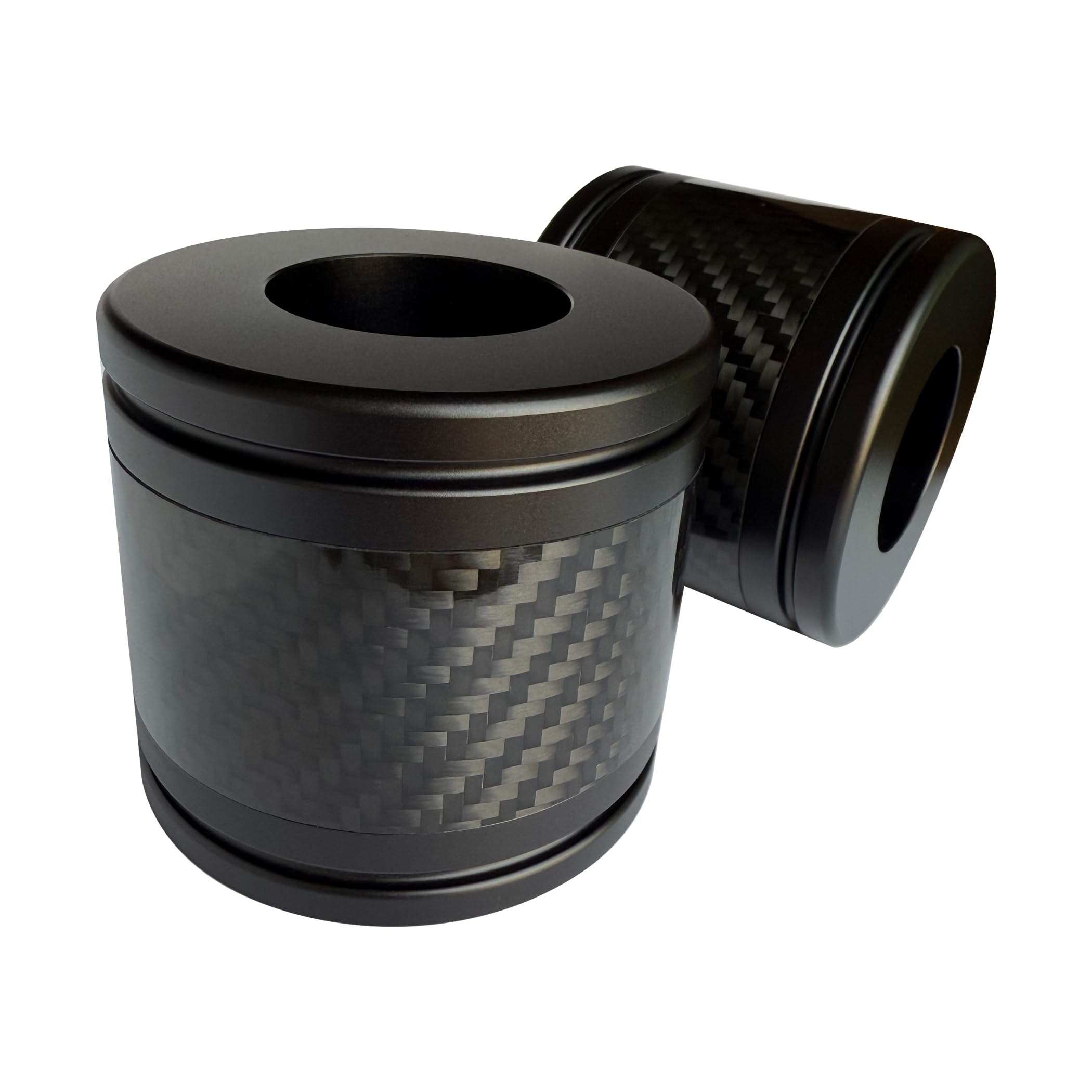 Photo 1 of Motorcycle front and rear crash bar decorative wheels, engine crash bar sliders, and saddlebag crash bar decorative covers, CNC machined with embedded carbon fiber accents. (black)