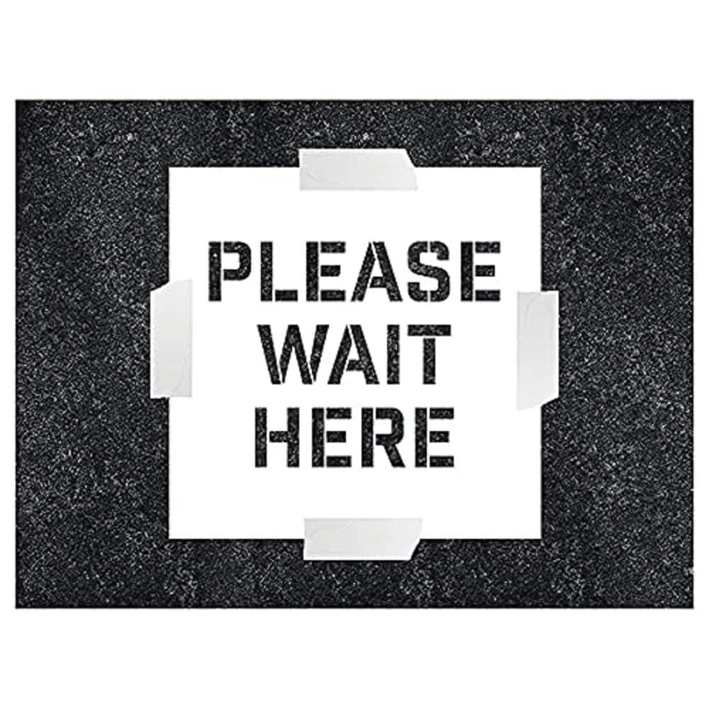 V Safety Please Wait Here Stencil - 400x400mm - 1.1mm Polypropylene