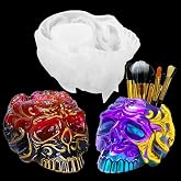 Skull Candle Jar Molds 3D Molds for Epoxy Skull Shape Resin Molds Casting Molds for Makeup Brush Holder, Halloween Candle Making, DIY Resin Epoxy Casting Craft Decoration